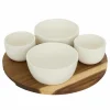 Aperoset Elegance Ø26cm - stoneware & acacia - wit & naturel