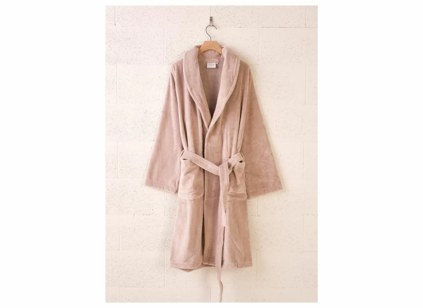 Badjas S flanel misty pink