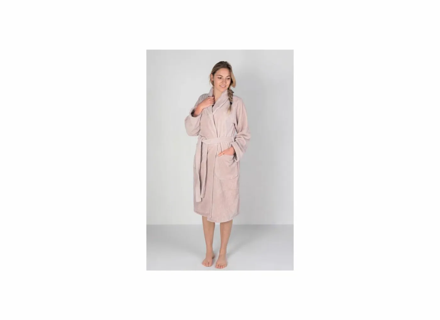 Badjas S flanel misty pink