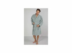 Badjas S flanel sea green