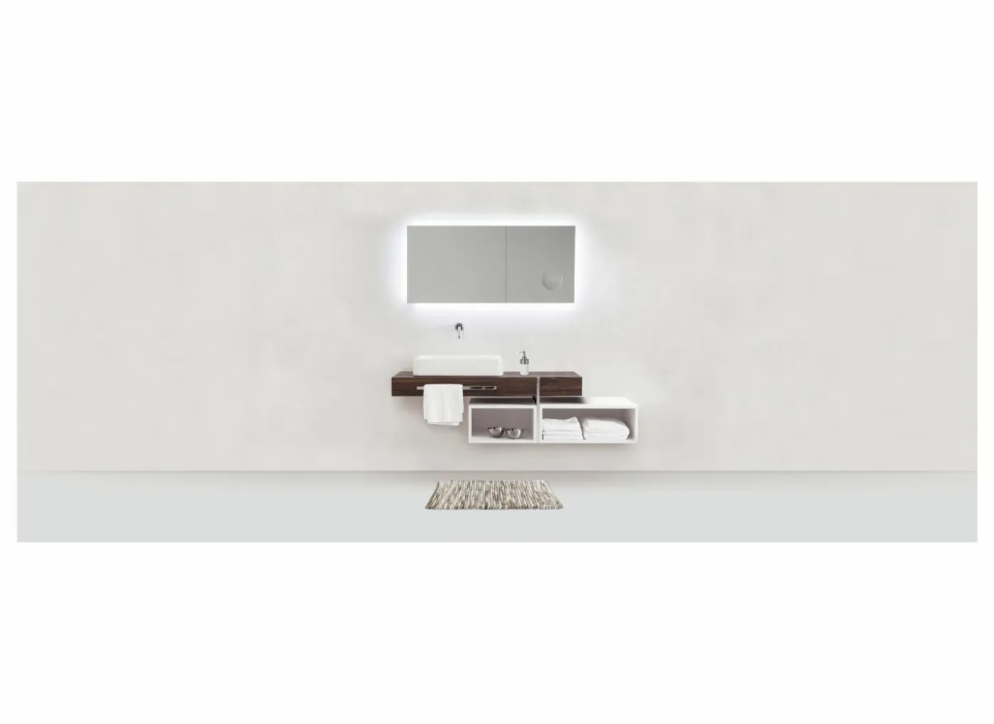Badmat Urdu 55x65cm - polyester & katoen - taupe