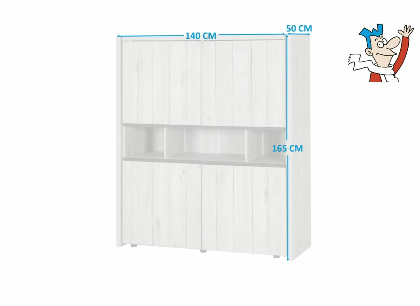 Barkast Lucca 140cm - decor - millenium eik/lichtgrijs