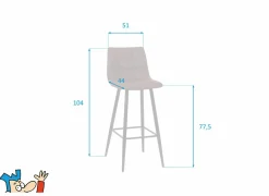 Barstoel Churchill ZH77,5cm - stof - bruin