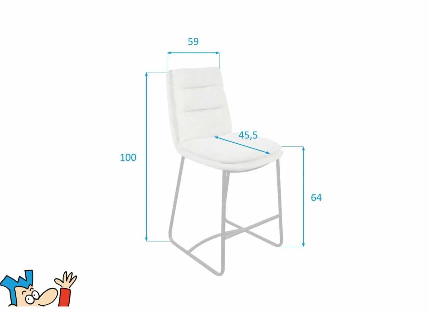 Barstoel Crux ZH64cm - stof - cream