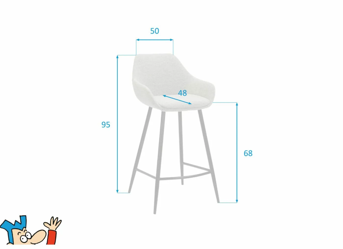 Barstoel Fangio ZH68cm - stof - beige