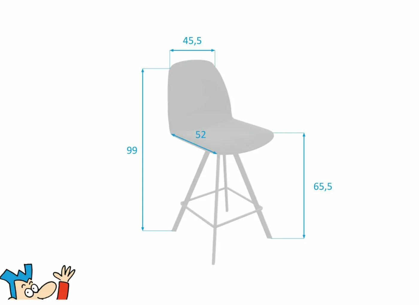 Barstoel Girona ZH65,5cm - kunststof - zwart