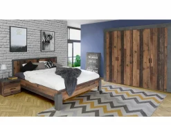Bed Attaylar 180x200cm - decor - oldwood vintage & donkergrijs