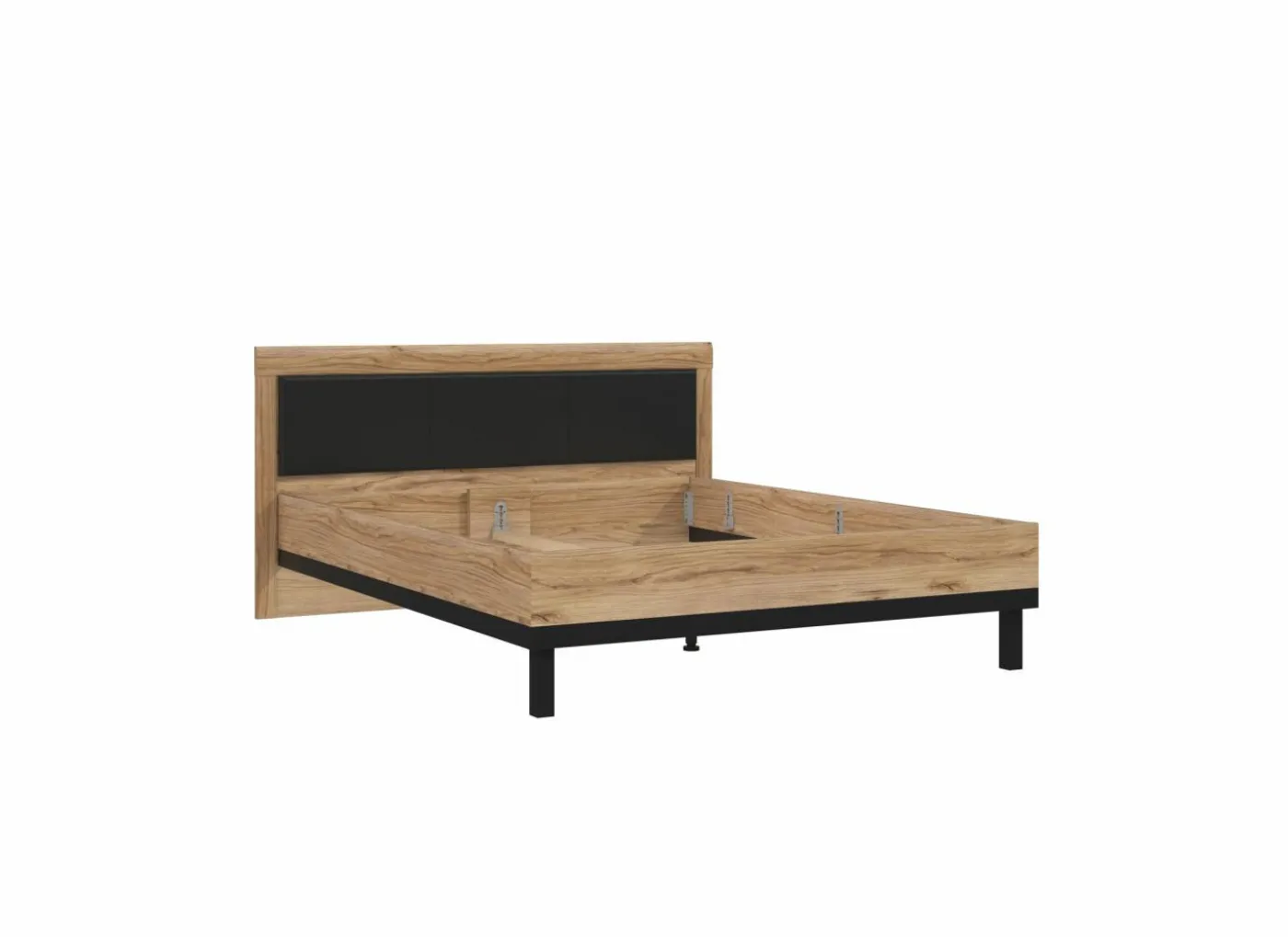Bed Dalate 160x200cm - decor - kastanje eik & mat zwart