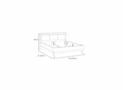 Bed Dalate 160x200cm - decor - kastanje eik & mat zwart