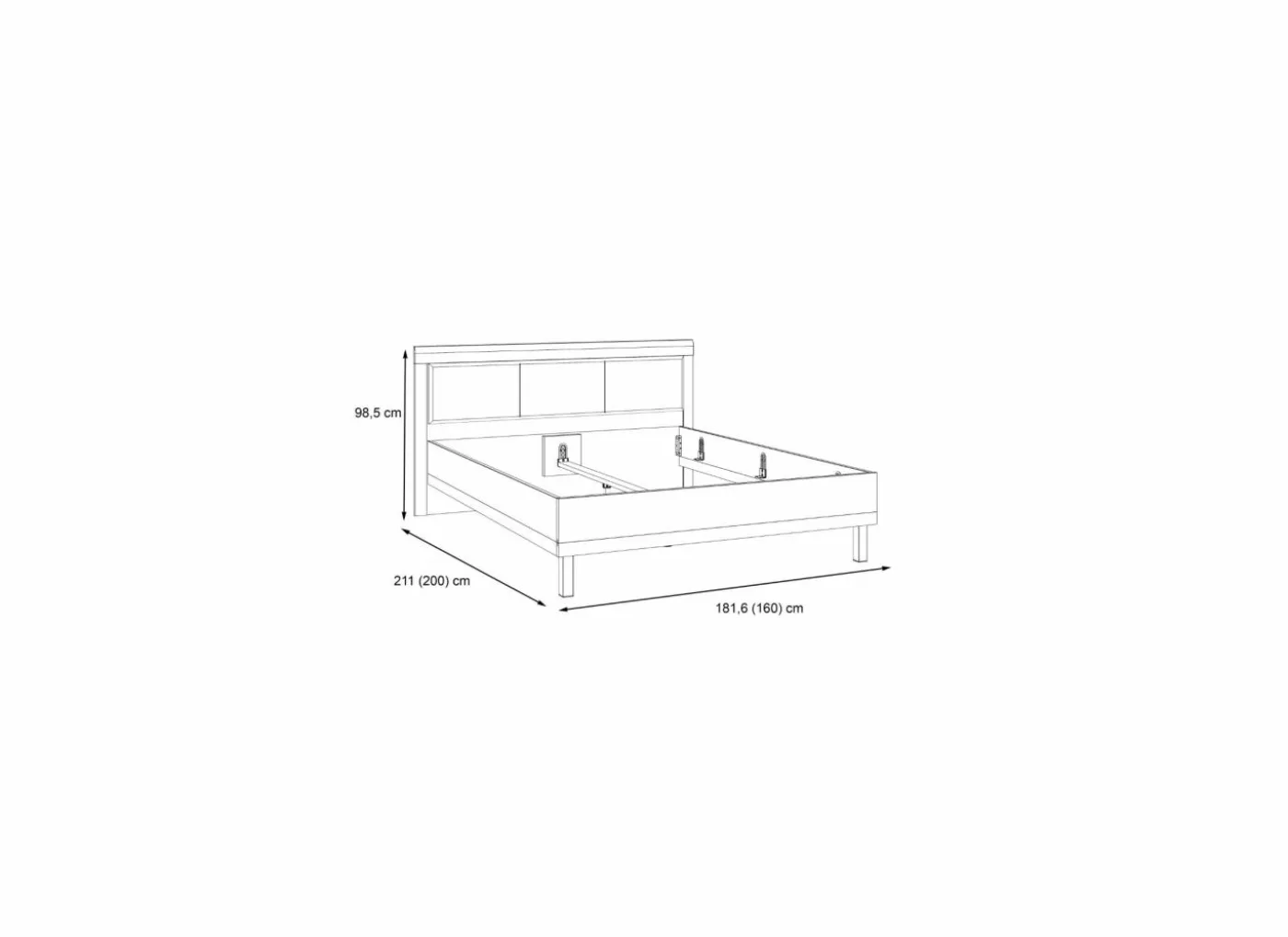 Bed Dalate 160x200cm - decor - kastanje eik & mat zwart