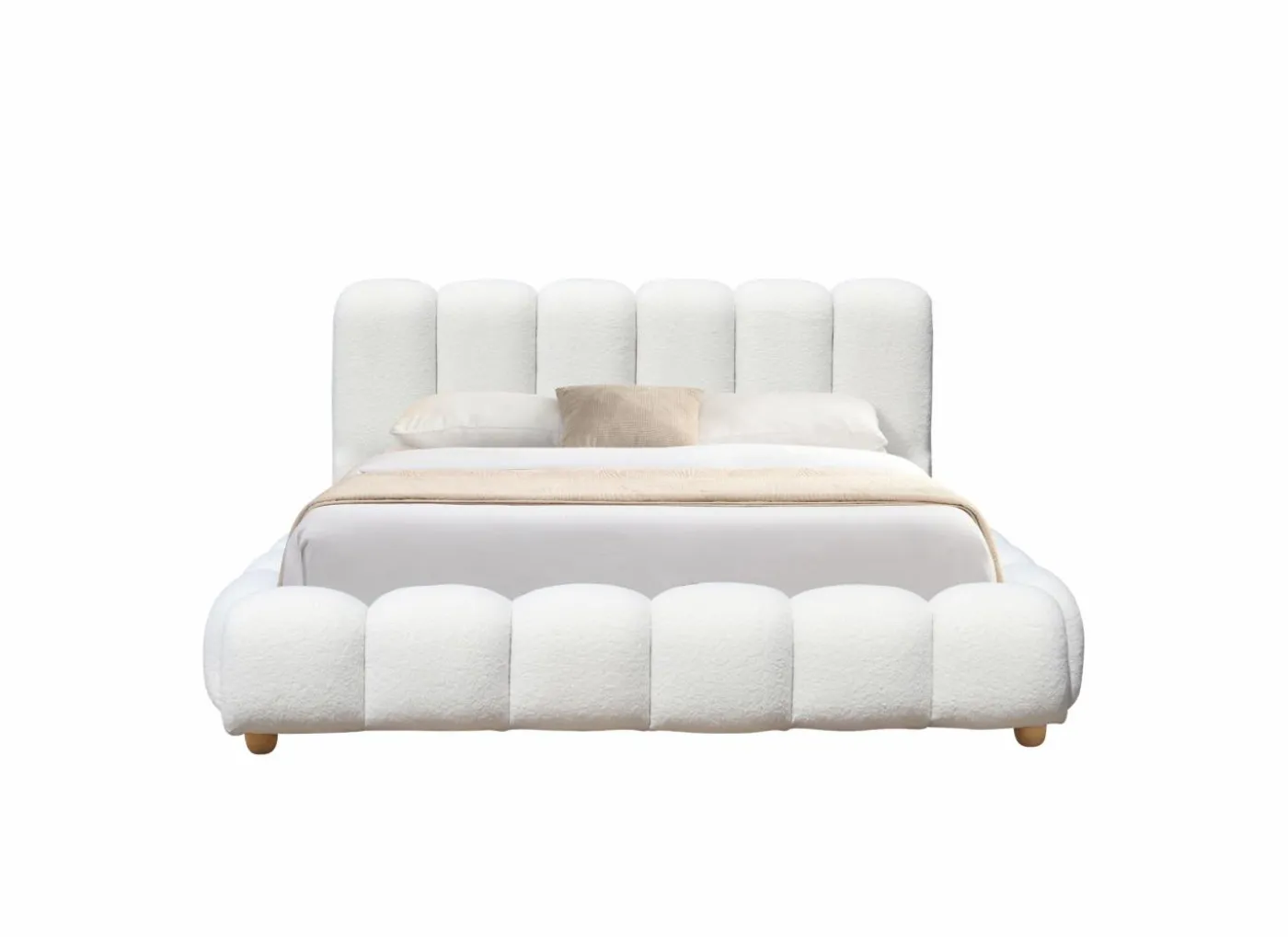 Bed Isola 140x200cm met opbergruimte - bouclé - wit