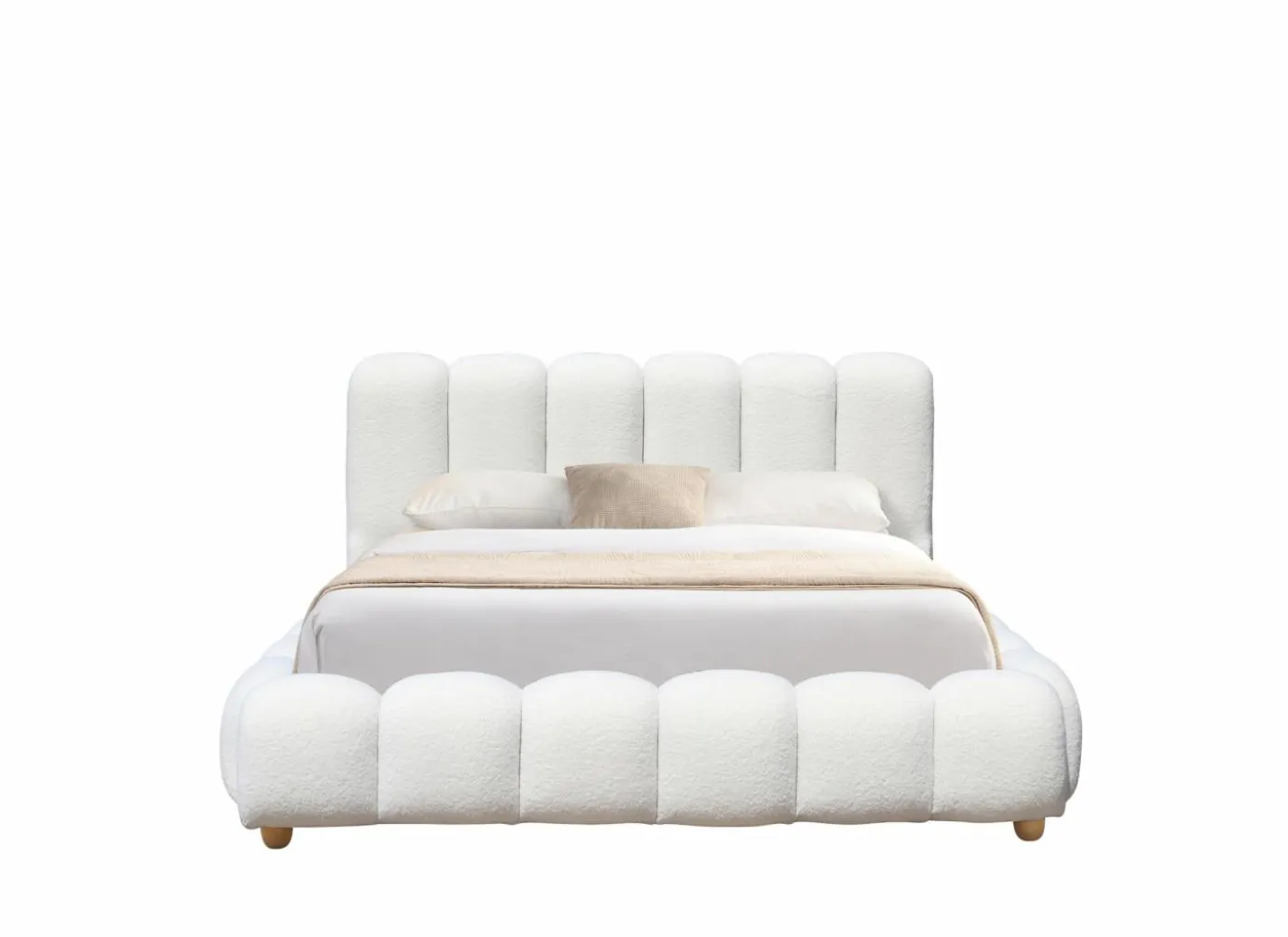 Bed Isola 140x200cm met opbergruimte - bouclé - wit