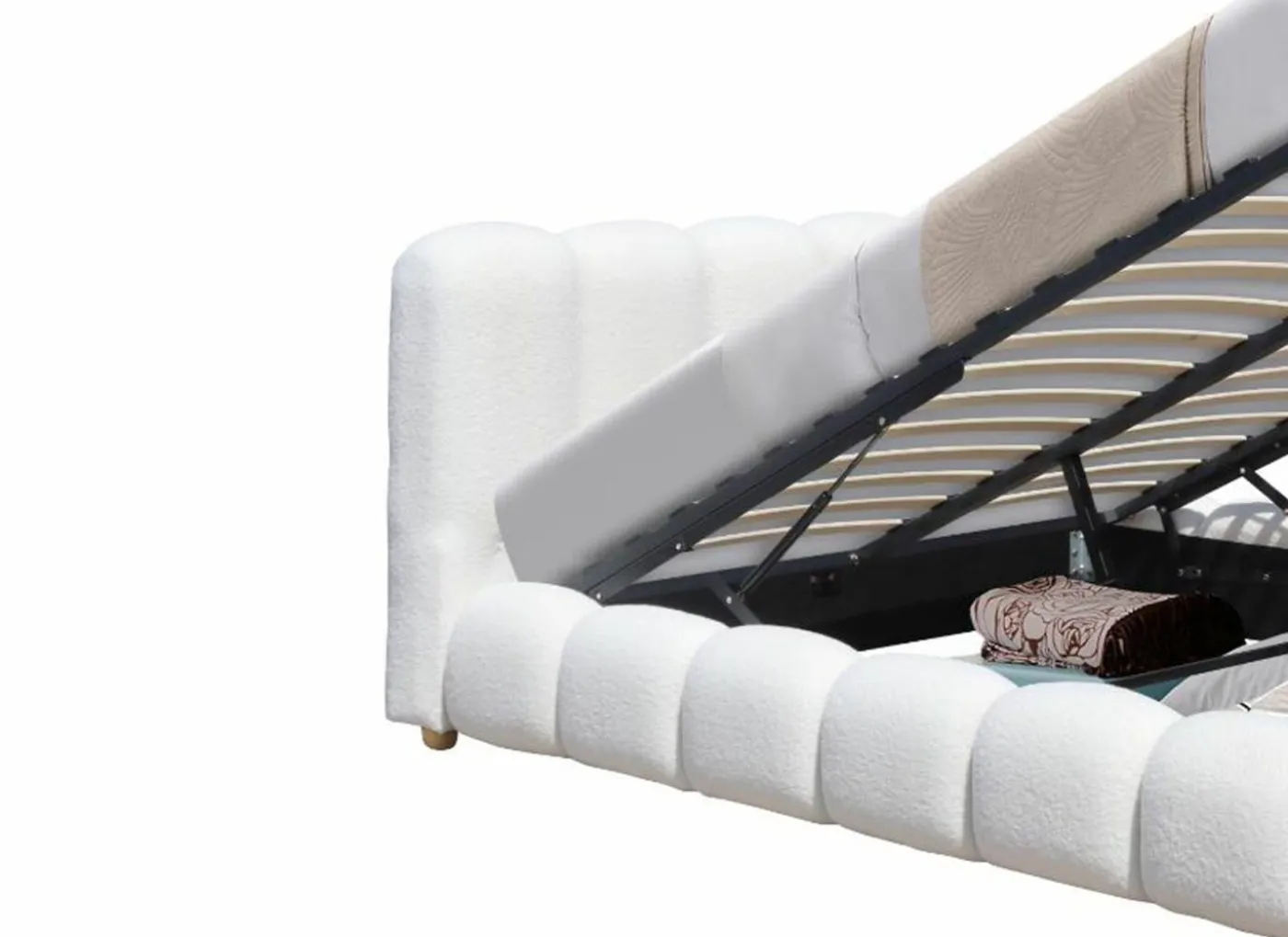 Bed Isola 140x200cm met opbergruimte - bouclé - wit