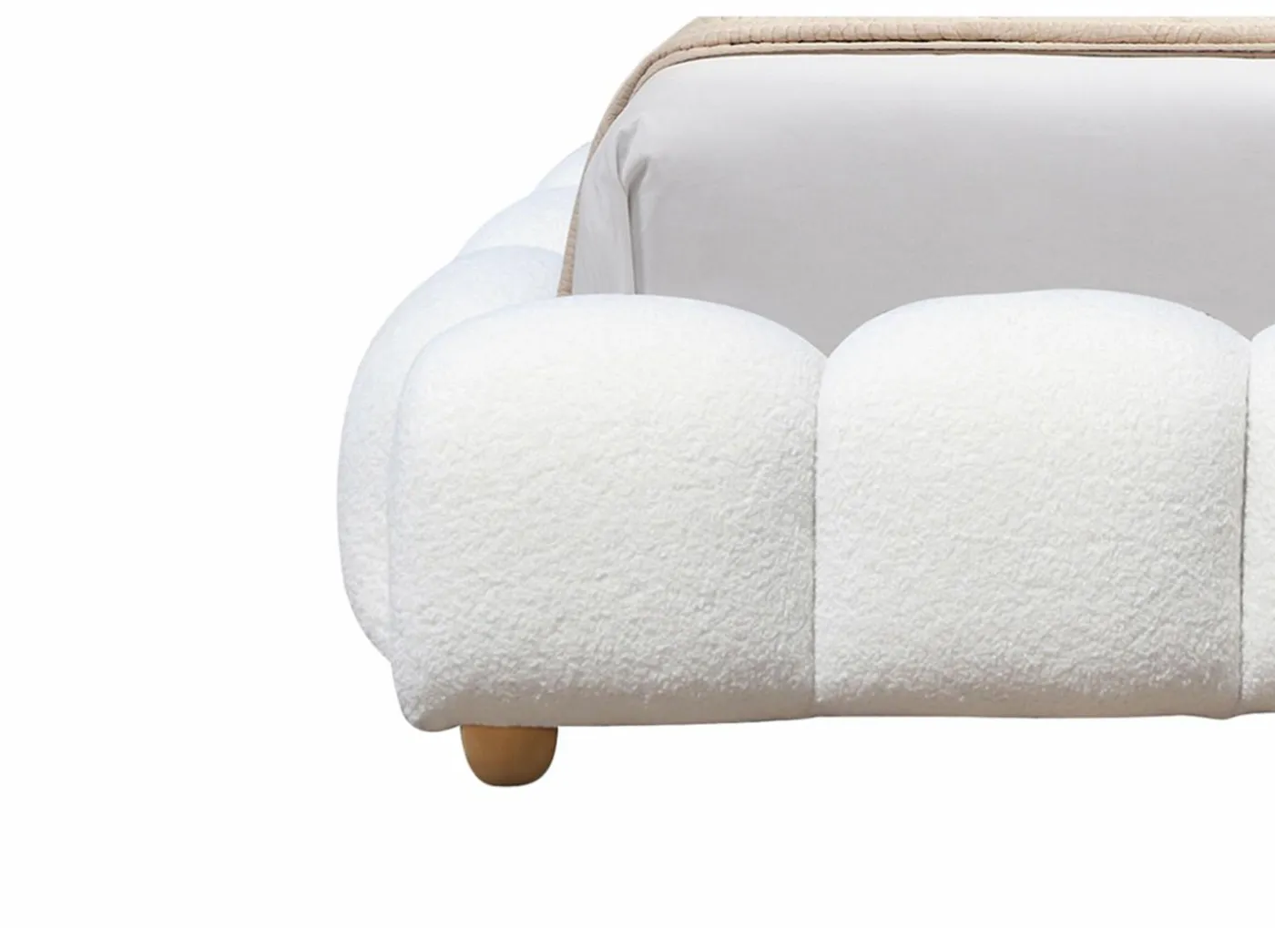 Bed Isola 180x200cm met opberguimte - bouclé - wit