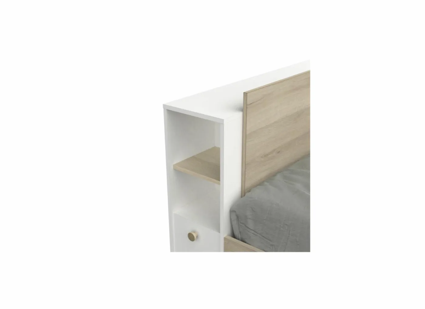 Bed Life 90x190/200cm - decor - kronberg eik & wit met opbergruimte