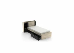 Bed Life 90x190/200cm - decor - kronberg eik & zwart met opbergruimte