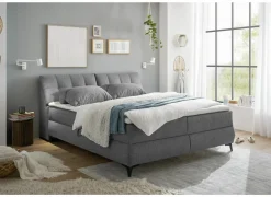 Bedbox Atlantis 180x200cm - stof - donkergrijs met opbergruimte