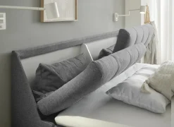 Bedbox Atlantis 180x200cm - stof - donkergrijs met opbergruimte