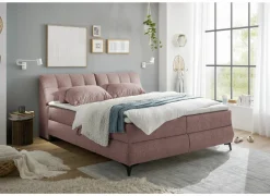 Bedbox Atlantis 160x200cm - stof - flamingo met opbergruimte
