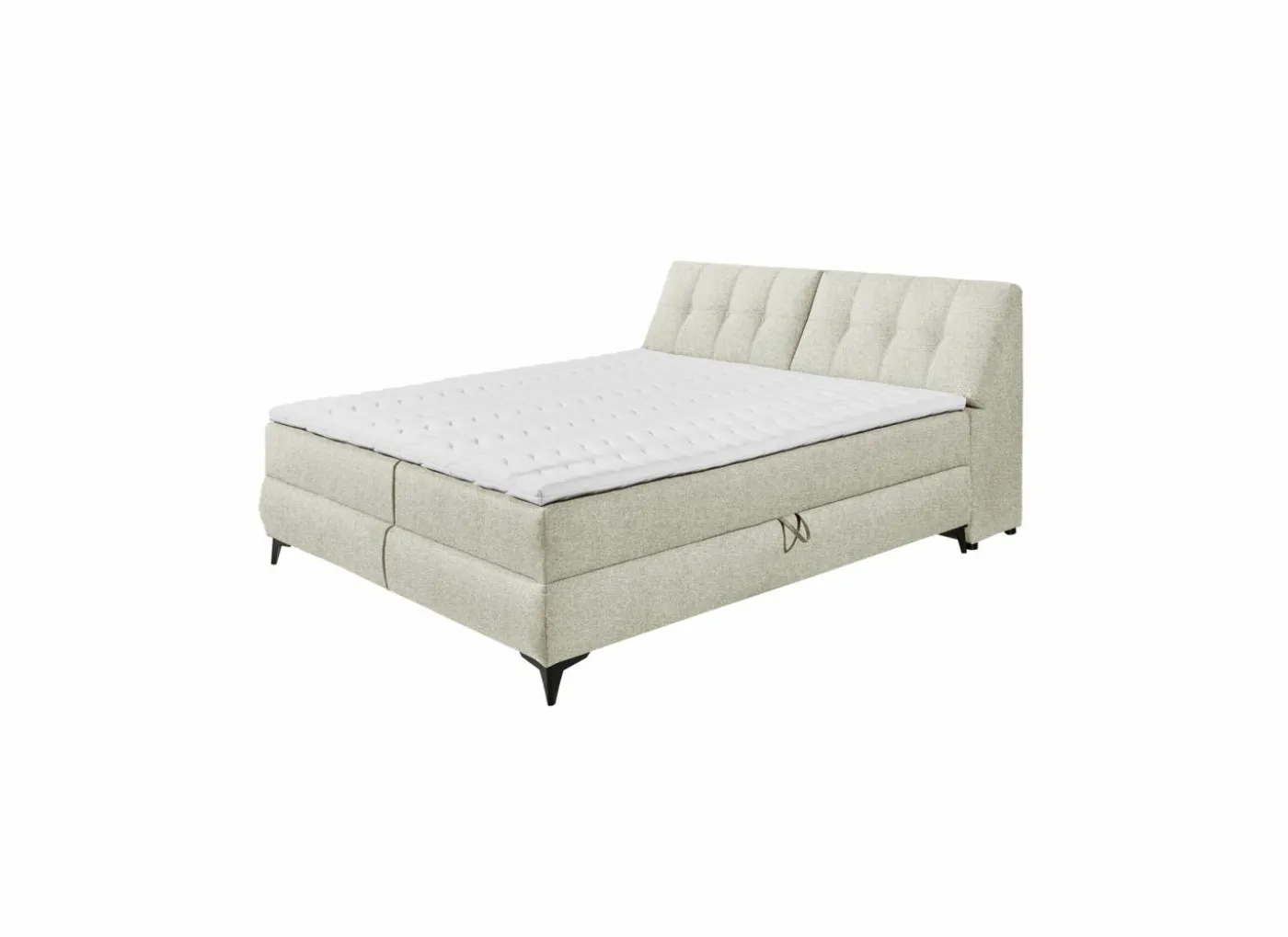 Bedbox Atlantis 160x200cm - stof - ivoor met opbergruimte