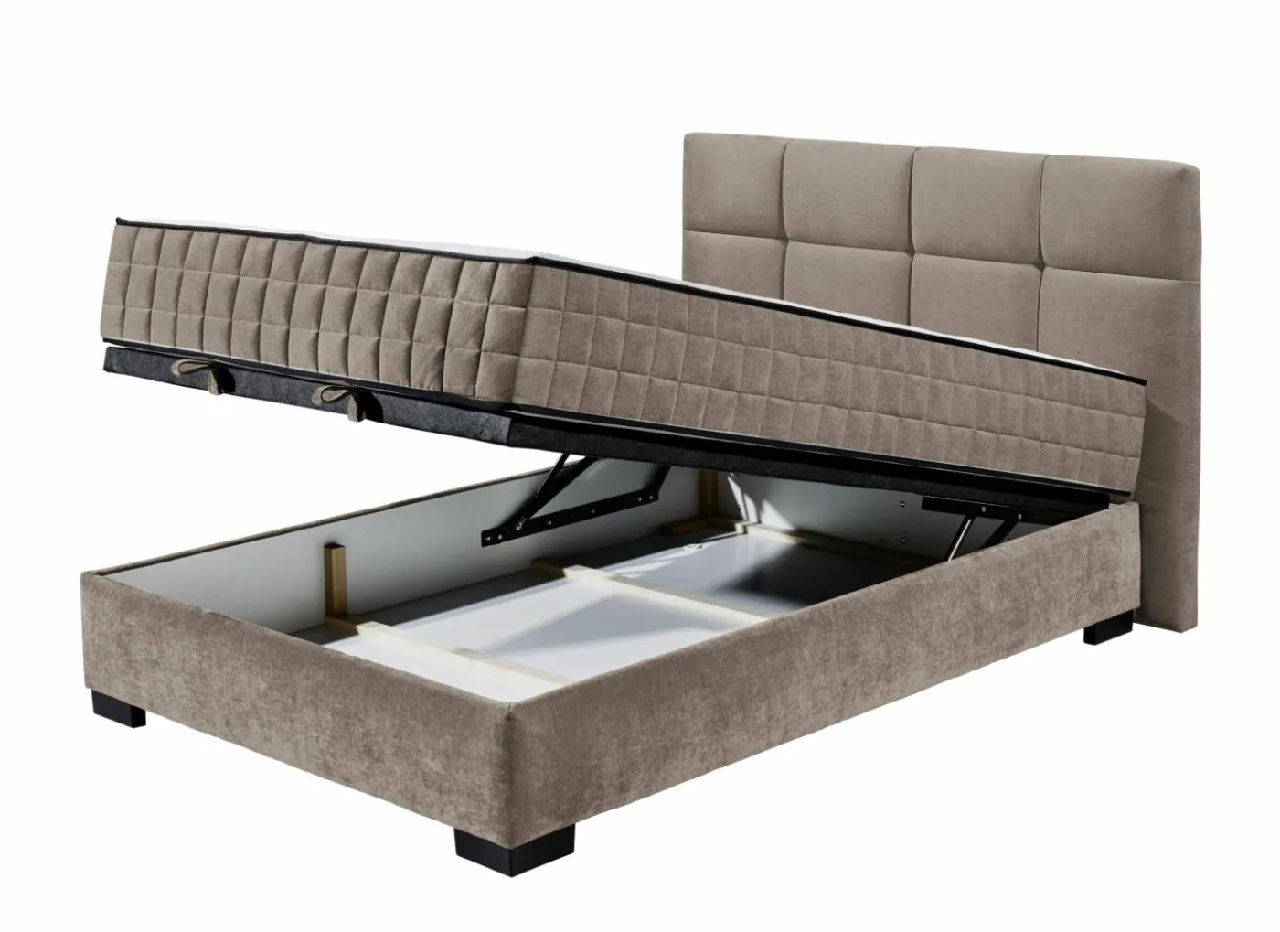 Bedbox Nagol A 140x200cm - stof - stone met opbergruimte