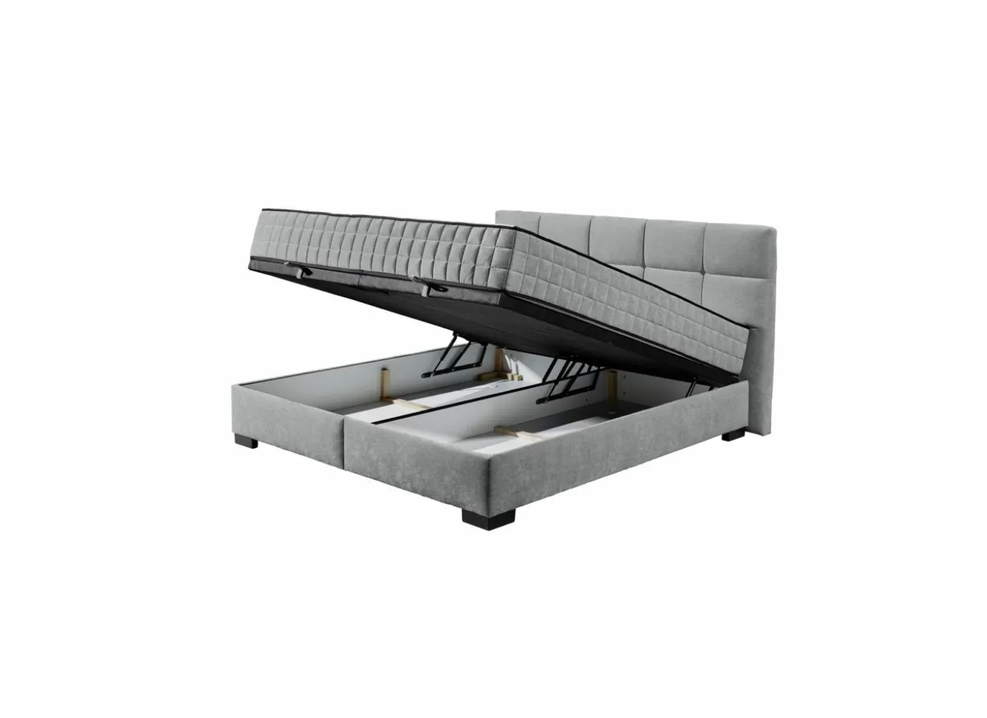 Bedbox Nagol A 180x200cm - stof - antraciet met opbergruimte