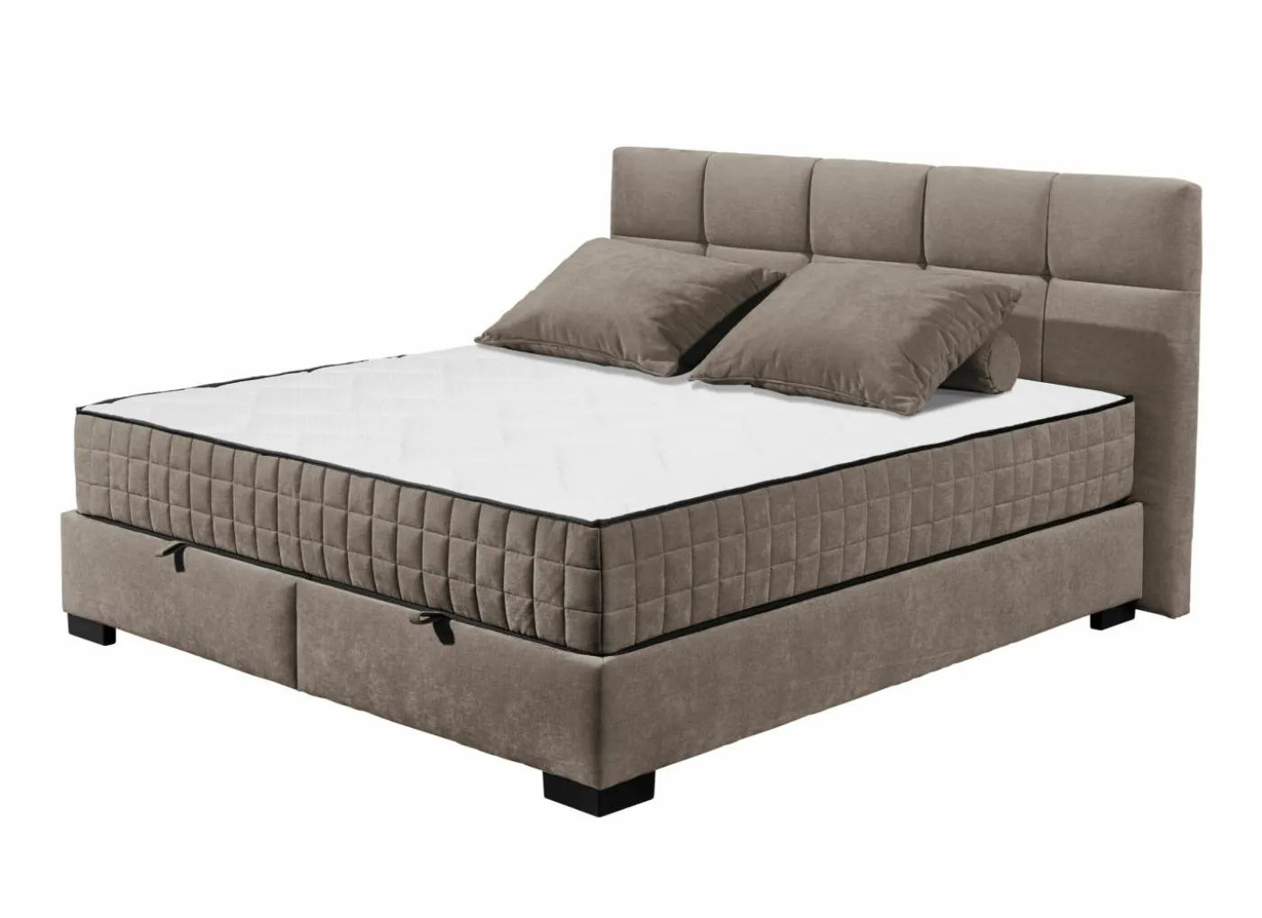 Bedbox Nagol A 160x200cm - stof - stone met opbergruimte