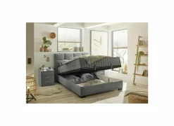 Bedbox Nagol A 140x200cm - stof - antraciet met opbergruimte