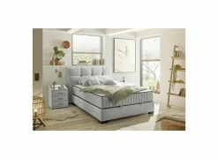 Bedbox Nagol A 140x200cm - stof - zilver met opbergruimte