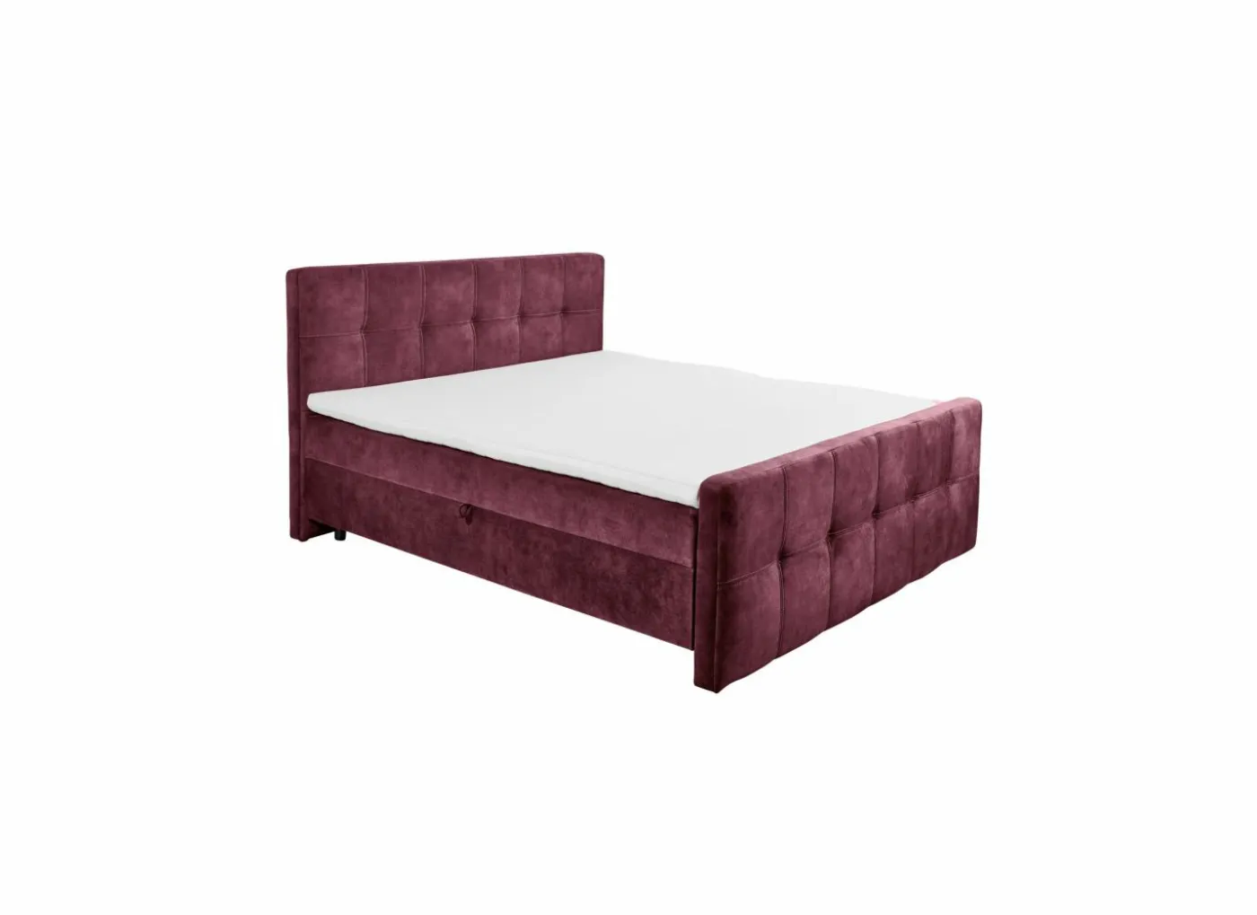 Bedbox Valetta 180x200cm - stof - bordeaux met opbergruimte