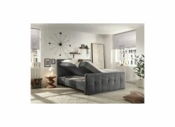 Bedbox Valetta 160x200cm - stof - antraciet met opbergruimte