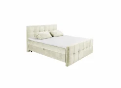 Bedbox Valetta 180x200cm - stof - crème met opbergruimte