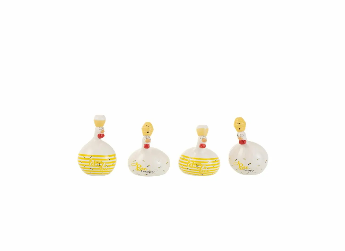 Beeldje Kip Bee Happy/Honing H12cm - keramiek - wit/geel