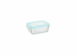 Bewaardoos ClipEat - glas - blauw set van 3
