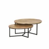 Bijzettafel Andromeda 70x90cm - hout massief - bruin - set van 2
