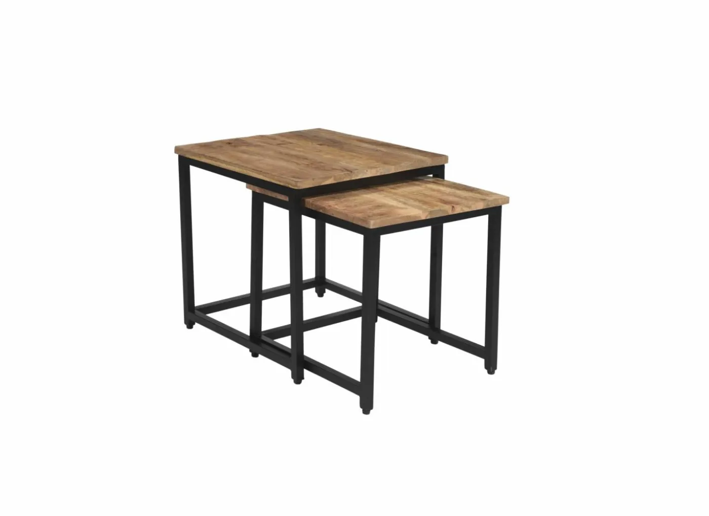 Bijzettafel Cilou 45x45cm - mango massief - naturel - set van 2
