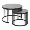 Bijzettafel Ø70cm - decor - zwart set van 2