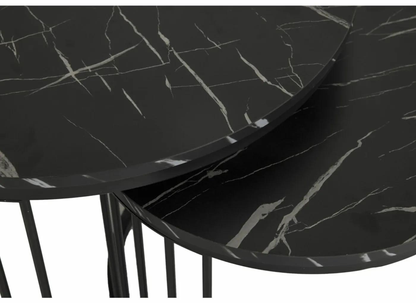 Bijzettafel Ø70cm - decor - zwart set van 2