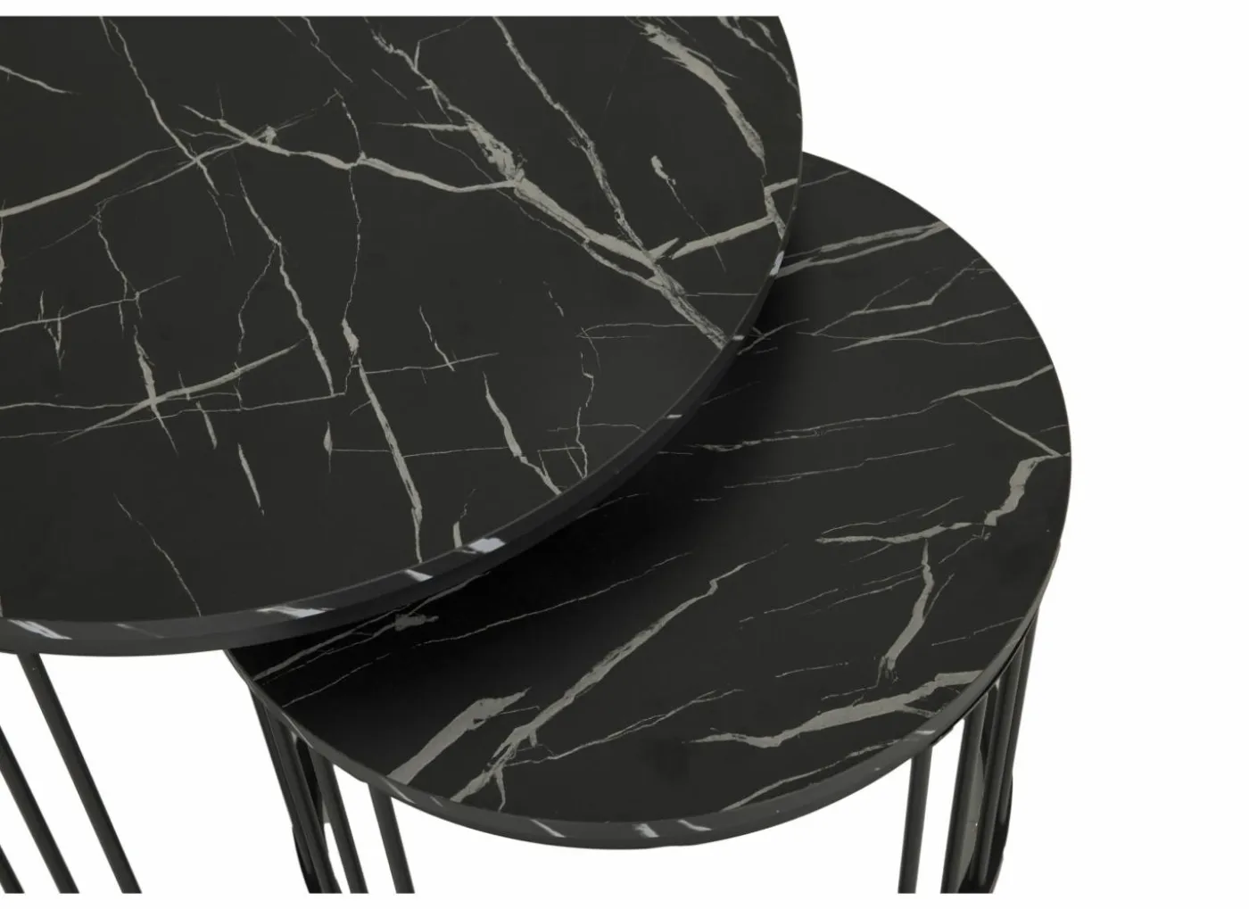 Bijzettafel Ø70cm - decor - zwart set van 2