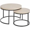 Bijzettafel Ø76cm - melamine - urban oak & zwart