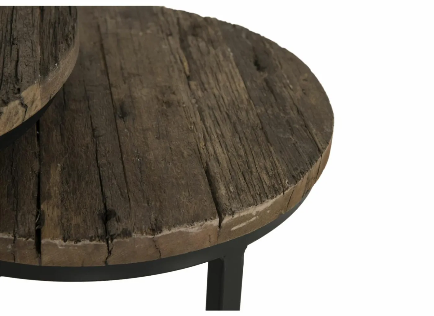 Bijzettafel Elunar Ø70cm - acacia massief - naturel - set van 3