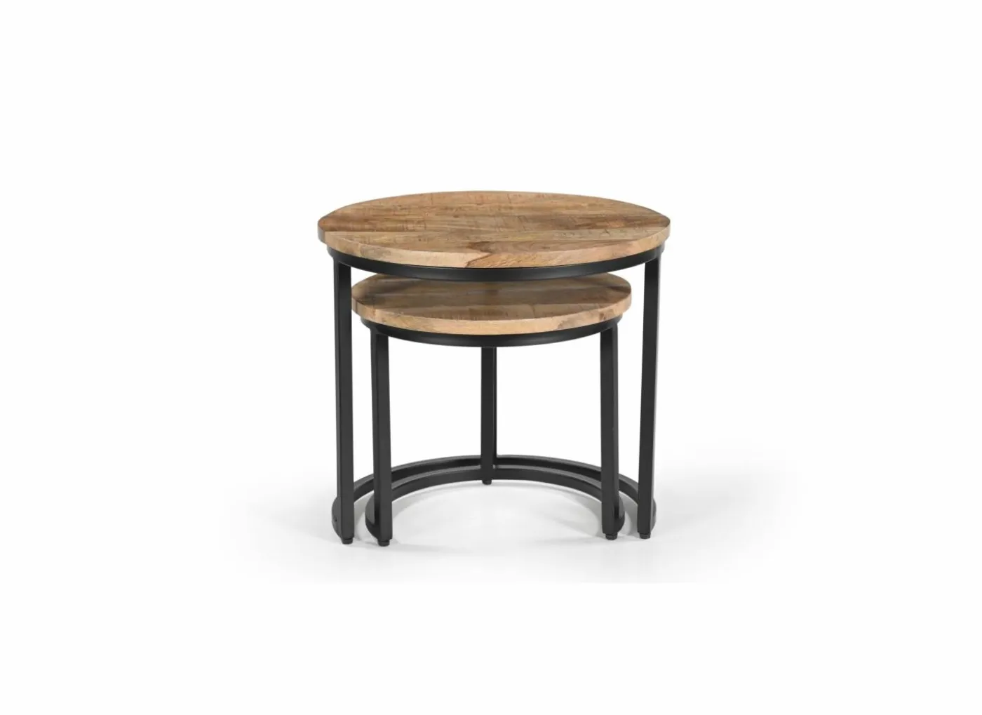Bijzettafel Ines Ø50cm - mango massief - naturel - set van 2