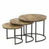Bijzettafel Joshua Ø55cm - mango massief - bruin - set van 3