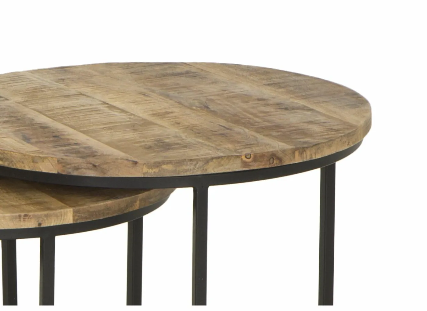 Bijzettafel Joshua Ø55cm - mango massief - bruin - set van 3