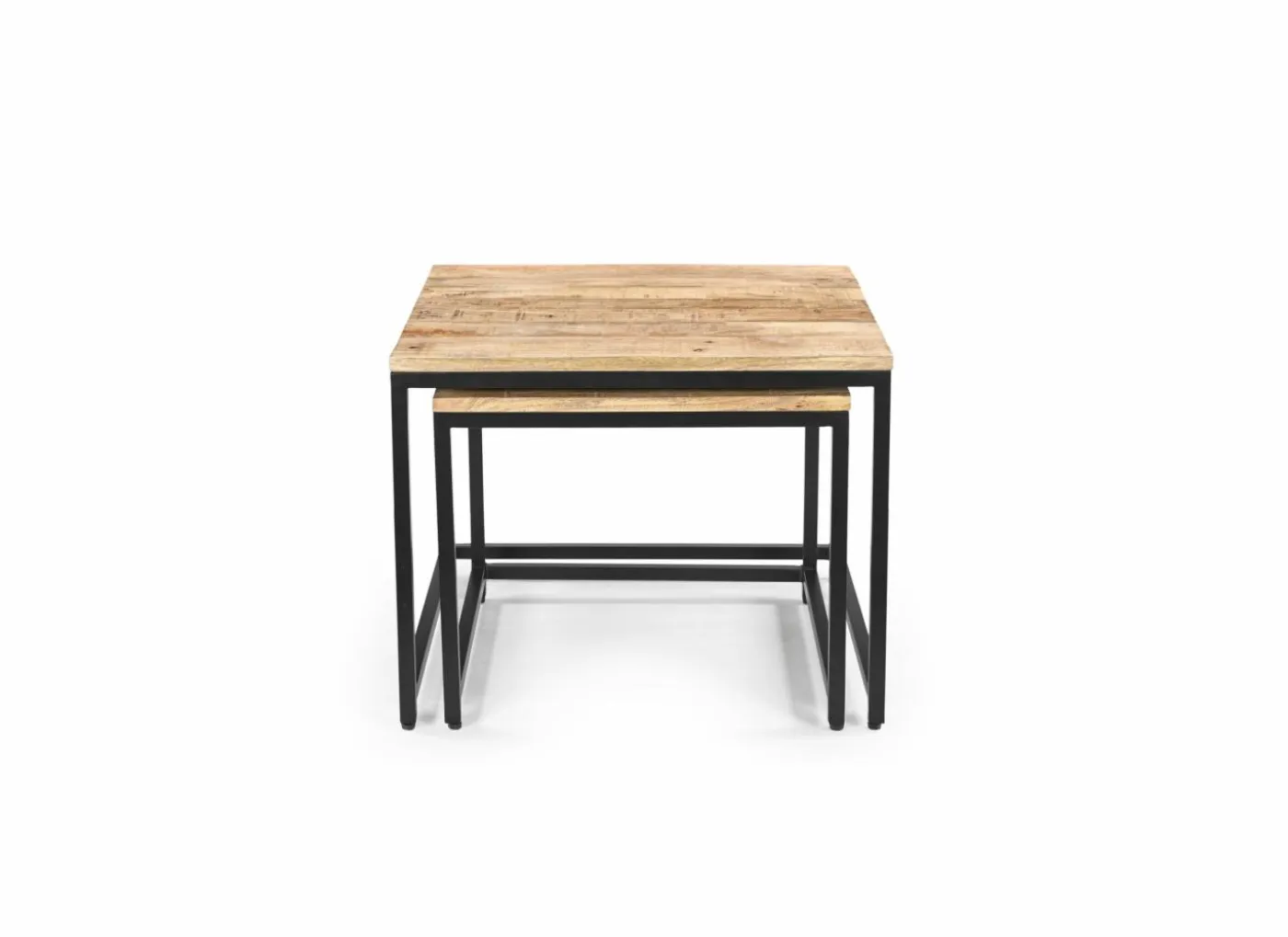 Bijzettafel Lina 60x60cm - mango massief - naturel - set van 2