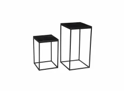 Bijzettafel Maya 35x35cm - mango massief - zwart - set van 2