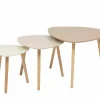 Bijzettafel Mileo hevea & MDF - beige & naturel set van 3