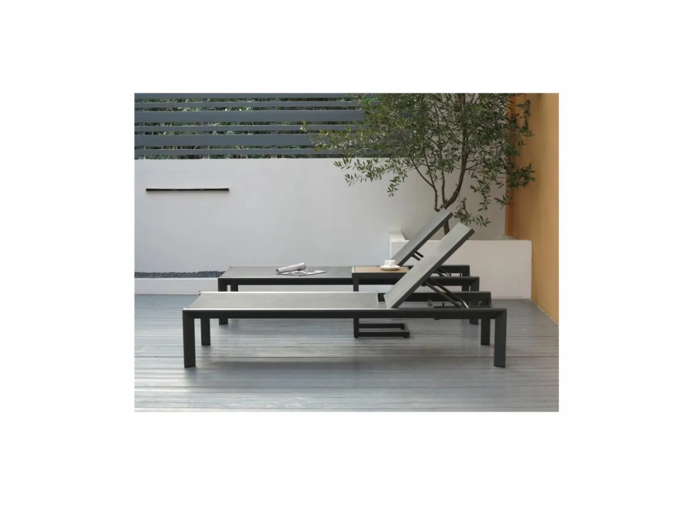 Bijzettafel Nirvana 40x32x45cm - aluminium/polywood - antraciet