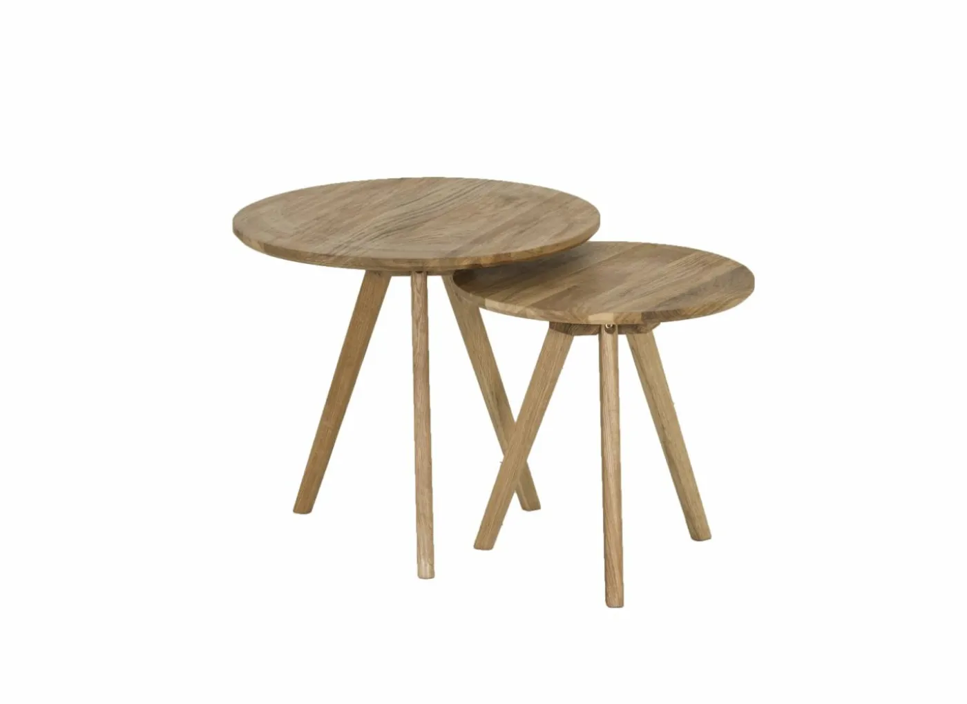 Bijzettafel Pippin Ø50cm - eik massief - naturel - set van 2