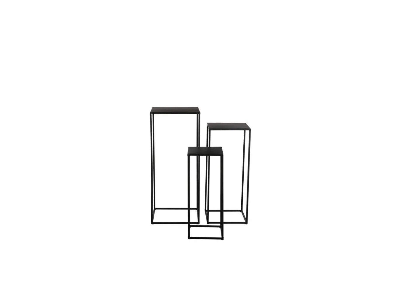Bijzettafel Quinty 30x30cm - metaal - zwart - set van 3